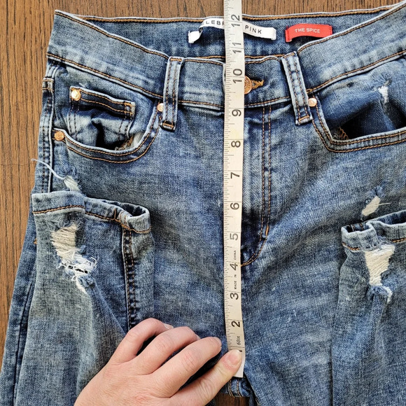 Celebrity Pink The Spice Hi-Rise Distressed Skinny Jeans Size Junior's 5 - Picture 9 of 13